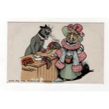 Louis Wain cats postcard - Davidson: Give Me the Farthing Change Please.