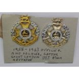 Badges - Forester Brigade (1958-1963) Officers and o/r's Gaunt London badge. (2)