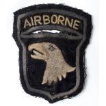 American Parachutists cloth badge a screaming eagle, hand made probably in Britain, service worn,