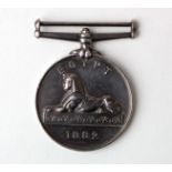Egypt Medal dated 1882, no bar, named Lieut A E McMurdo R.N.HMS Orontes. GVF