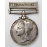 Egypt Medal dated 1882 with Tel-El-Kebir clasp, engraved to Sowar Cusan Sing, 2d Bengal Cavy. VF but