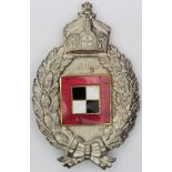 Imperial German Observers Badge, silvered, hollow back, and enamelled