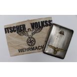 German Volkssturm armband and a veterans cigarette case