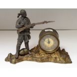 Boer War interest an Absent Minded Beggar clock for mantelpiece, nice item, clock winds up ok.