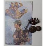 Badge a Newfoundland Regiment WW1 small cap badge with large & small Newfoundland Regiment scarce