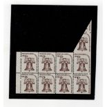 USA perforation error 1975 13c stamp, SG.1586var, due to paper fold during production, unused no