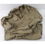 WW2 Royal Marines tropical jacket with Kings Crown brass buttons RM brass shoulder titles in good