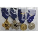 German Nazi Faithful Service Medals 25 Years and 40 years, Army Long Service Medal for 4 and 12