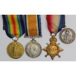 1915 Star Trio to 3.9095 Pte E Ward Suffolk Regt. With Silver War Badge 202935, discharged with "