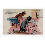 Louis Wain cats postcard - Davidson: A Cat’s Life - Someone Adopts the Kittens, postally used