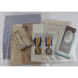 BWM & Victory medals with good selection of original soldiers service documents photo etc., to
