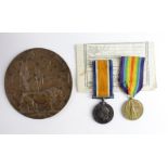 BWM & Victory Medal to 34512 Pte H F Haylett Essex Regt. Killed In Action 10 Oct 1917 with the 2nd