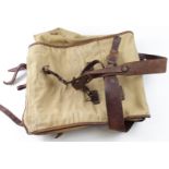 German WW2 soldiers backpack maker marked no dates in brown leather possibly issued to the SA.