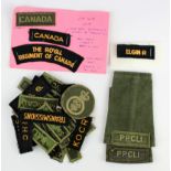 Cloth Badges: Canadian Army Post-war shoulder title badges & slip-ons in excellent condition. (