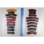 Cloth Shoulder Title Badges: British Army Corps embroidered felt shoulder title badges WW2 & later