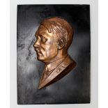 German Adolf Hitler plaque on wooden mount