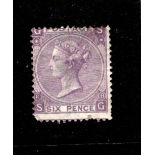 GB 1869 6d mauve Plate 8 stamp, SG.109, light creasing, unused.