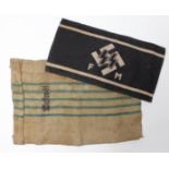 German SS woman's armband and an SS marked small cloth pouch.