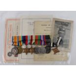 Group consisting of BWM & Victory medals with 1939-45 Star, Africa Star, Defence and War medals with