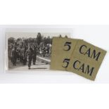 WW2 5th CAM (Cambridgeshire) Home Guard unissued titles with photo of the Bn on parade.