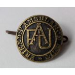 Badge - Friends Ambulance Unit - very rare Quaker's bronze badge. No Maker's mark - F.A.U. Cypher