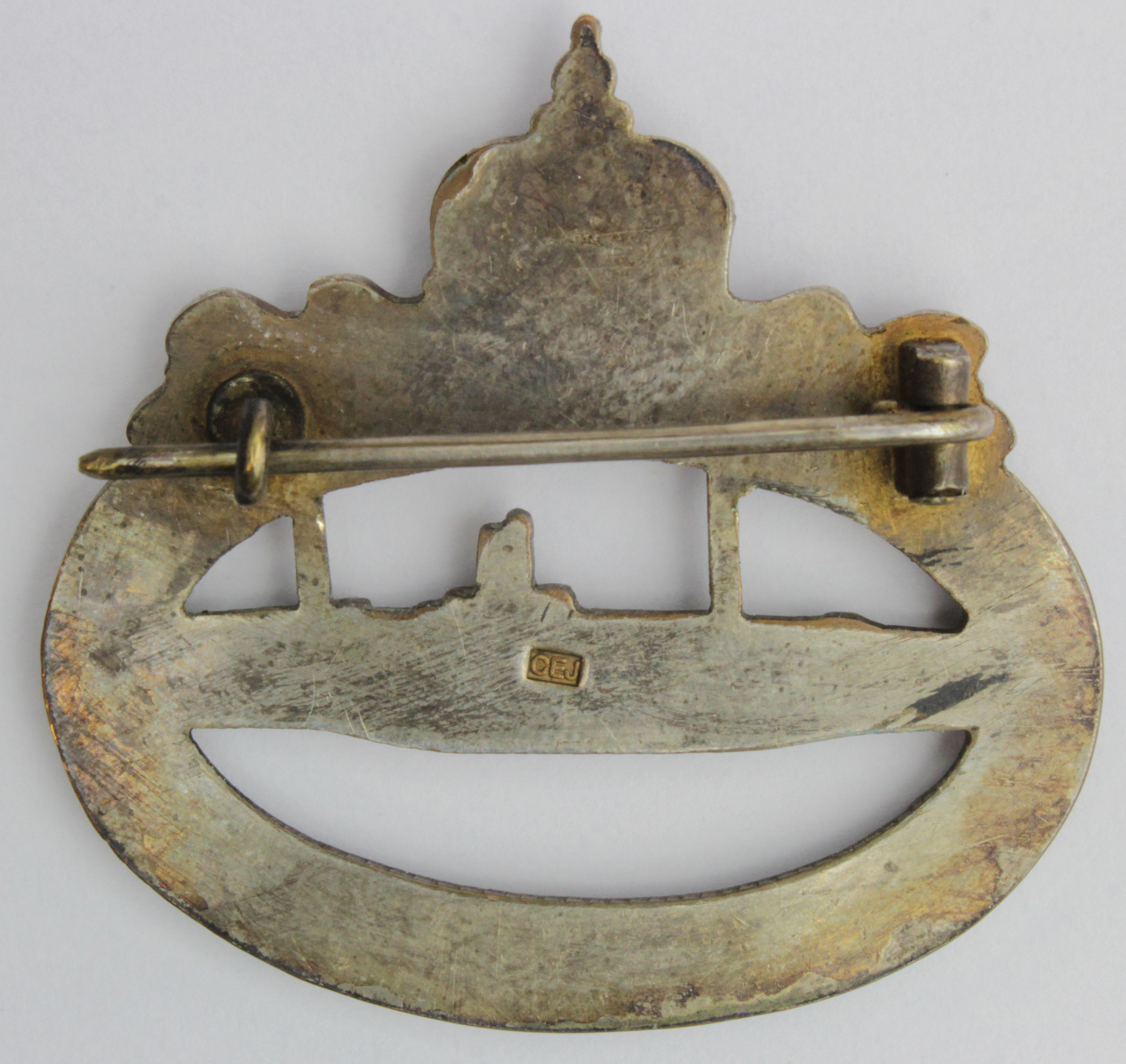 Imperial German Submarine War Badge, bronze, solid, maker marked 'CEJ'. - Image 2 of 2