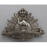 Badge an Australian Camel Corps Officers silver (stamped silver, possibly made on campaign) slouch