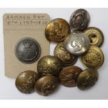 Button a scarce Irish Victorian 8th Armagh Regiment button 1793-1838 and a small selection of