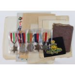 WW2 1939-45 Star, Africa Star, Italy Star, Defence and War medals with selection of original service