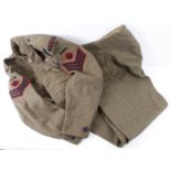 WW2 KRRC Sgt majors 1940 pattern battledress blouse and trousers with correct cloth titles Sgt