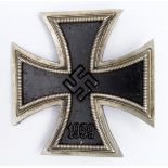 German Iron Cross 1st class pin back, correct three piece construction, iron magnetic core, GVF