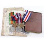 WW2 1939-45 Star, F&G Star, Defence & War medals with selection of original service documents photos