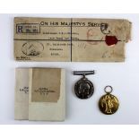 BWM & Victory Medal named Lieut G W J Stanton RAF, with boxes and envelope of issue. With copy