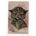 Louis Wain cats postcard - We won’t go home till morning, postally used London 1904.
