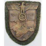 German Nazi Krim 1941 / 1942 shield with cloth/paper backing