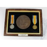 BWM & Victory Medal + Death Plaque to 23799 Pte Maurice Freshfield Jones 7th Suffolks. KIA 3/7/1916.
