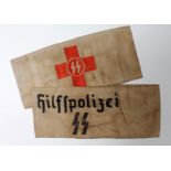German SS armbands, 2x different types inc Red Cross variety, GVF