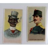 Type cards - Worlds Smokers - Teofani (plain back) & Allen & Ginter, Austrian Soldier 2 cards VG -