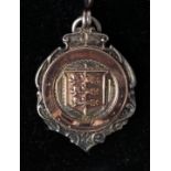 Football Medal in fitted case, silver hallmarked, 3 lions engraved to reverse, Gt Yarmouth Arnold