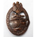 German Panzer Assault badge in bronze