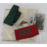 WW2 scarce Woman’s Land Army group consisting of service documents, photos armband WLA tie badges