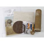 1914 Star trio with memorial plaque, memorial scroll, photos, documents etc., to L/Sgt 8515 Bertie