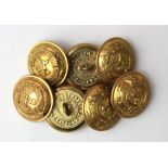 Buttons - 8th Regiment (The Kings) officers gilt buttons QV. (7)