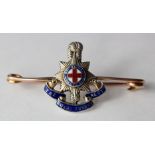 Sweetheart badge - The Royal Sussex Regt. unmarked silver & unmarked 9ct. gold badge (silver front).