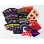Canadian WW2 cloth Formation signs & shoulder title badge selection, printed and embroidered. All