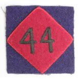 Cloth Badge: 44 Provost Company, Royal Military Police (TA) embroidered felt on felt Drop Zone