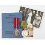 WW2 Defence and War medals with officers record of service book photos to Lieut Denis John Cussen