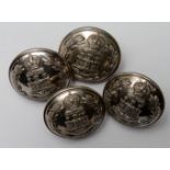 Suffolk Regiment Officers Volunteer Bn white metal buttons. (4)