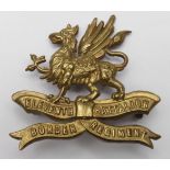 Badge a Border Regiment 11th Lonsdale Bn cap badge with Gaunt makers plaque