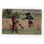 Louis Wain cats postcard - Raphael Tuck: Fortune Telling. You will meet a dark man with an